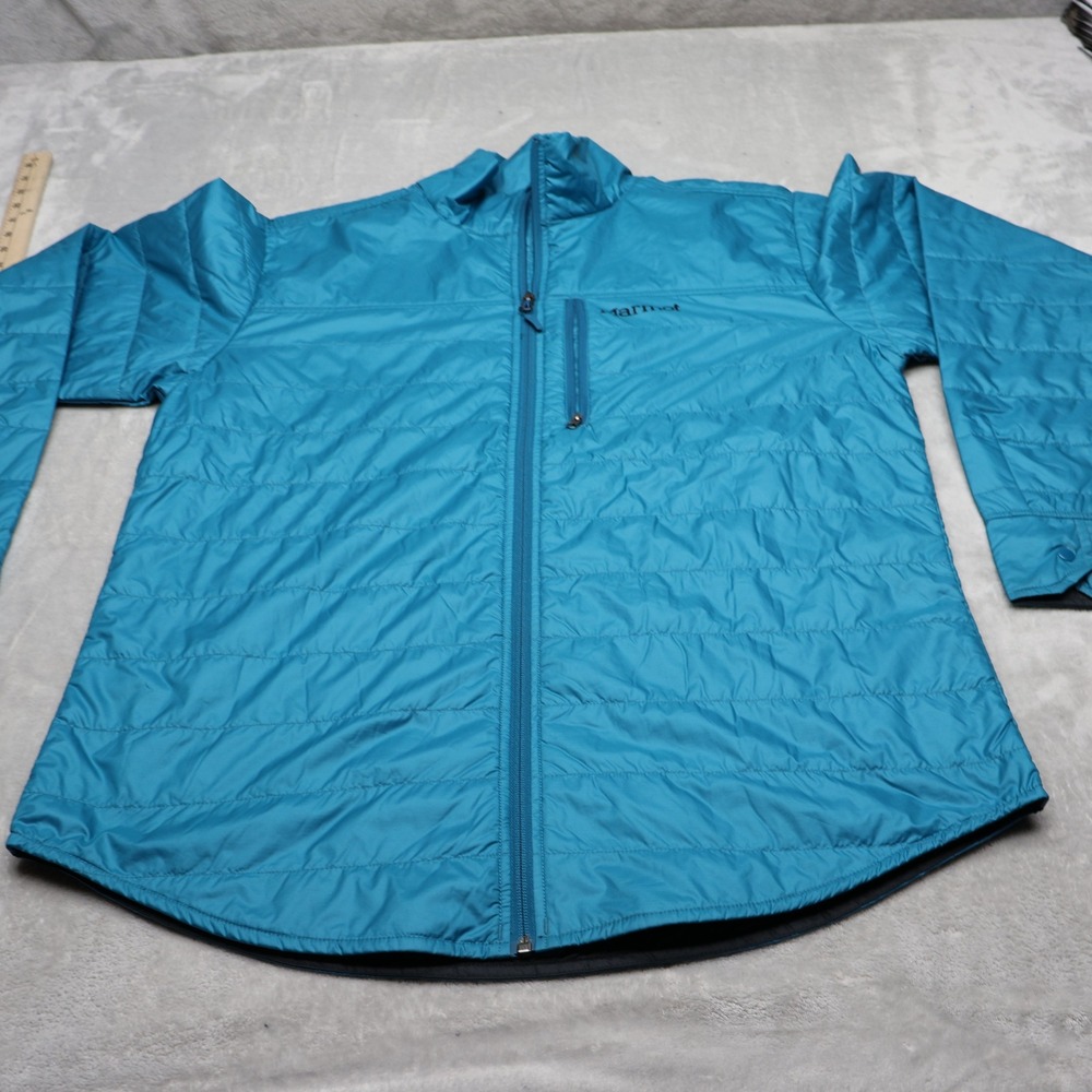 Marmot Jacket Mens Large Blue Insulated Full Zip Lightweight Pack Quilted Puffer